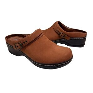 Bjorndal Brown Leather Clogs Womens Size 8